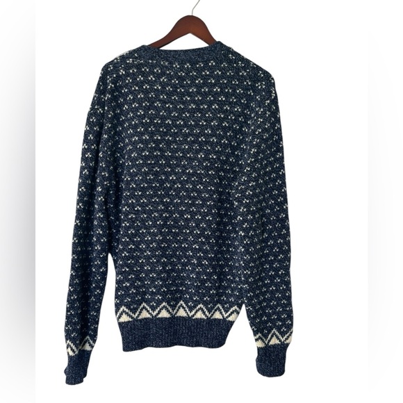 Vintage Unisex Wool Grandpa Blue Patterned Cardigan - Size X-Large - Picture 3 of 4